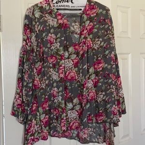 Gray floral tunic